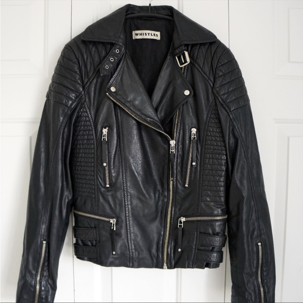 COPY - Whistles Biker Leather Jacket Size Size 2
